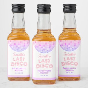 Retro Funky 70er Pink Disco Ball Junggeselinnen-Ab Alkoholflaschenetikett