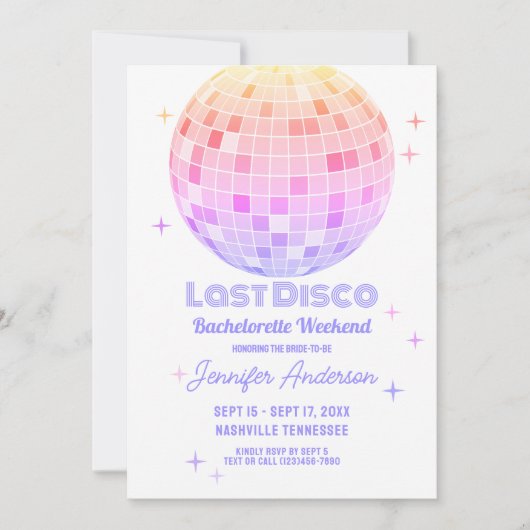 Retro Funky 70er Pink Disco Einladung (Vorderseite)