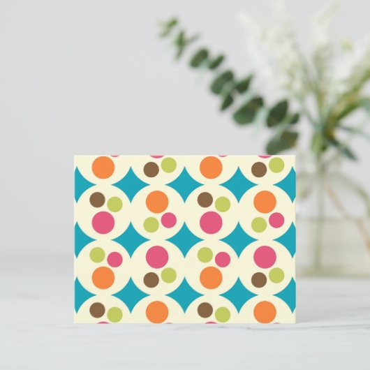 Retro Funky 70er Polka Dot Pattern Postkarte (Stehend Vorderseite)