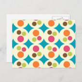 Retro Funky 70er Polka Dot Pattern Postkarte (Vorne/Hinten)