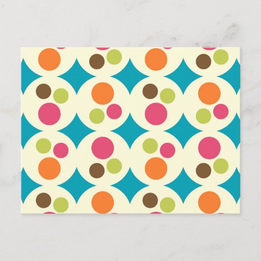 Retro Funky 70er Polka Dot Pattern Postkarte (Vorderseite)