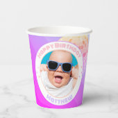 Retro Funky 80er 90s Disco Happy Birthday Foto Pappbecher (Rückseite)