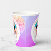 Retro Funky 80er 90s Disco Happy Birthday Foto Pappbecher (Rechts)