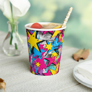 Retro Funky Abstrakt Comic Pop Muster Pappbecher
