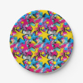 Retro Funky Abstrakt Comic Pop Muster Pappteller (Vorderseite)