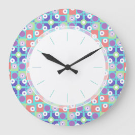Retro Funky Aqua Lila Geometric Kitchen aus den 50 Große Wanduhr