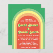 Retro Funky Arch Green Budget Einladung (Vorne/Hinten)