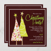 Retro Funky Baum-WeihnachtsParty Einladung (Vorne/Hinten)