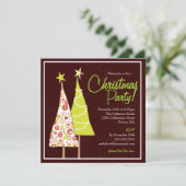 Retro Funky Baum-WeihnachtsParty Einladung (Stehend Vorderseite)