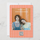 Retro funky blau rosa Save-the-Date-QR-Code Save The Date (Rückseite)