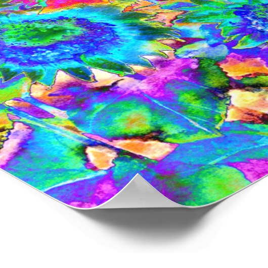 Retro funky Blue Sunflores Poster (Ecke)