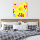 Retro Funky Blume Gelbe Abstrakte Kunst Leinwanddruck (Insitu (Schlafzimmer))