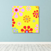 Retro Funky Blume Gelbe Abstrakte Kunst Leinwanddruck (Insitu (Holzboden))