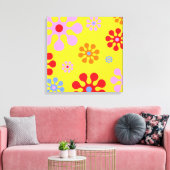 Retro Funky Blume Gelbe Abstrakte Kunst Leinwanddruck (Insitu (Wohnzimmer))