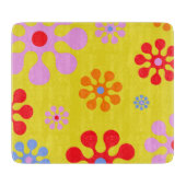 Retro Funky Blume Muster Gelb Cutting Board Schneidebrett (Vorderseite)