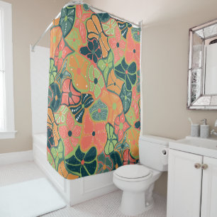 Retro Funky Blume Pattern Duschvorhang