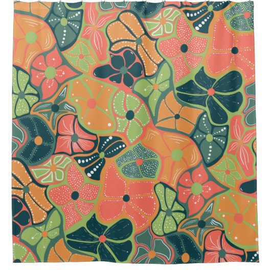 Retro Funky Blume Pattern Duschvorhang (Vorderseite)
