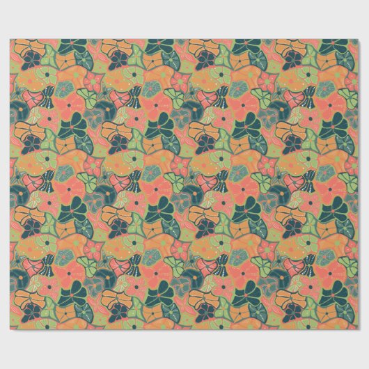 Retro Funky Blume Pattern Geschenkpapier (Flach)