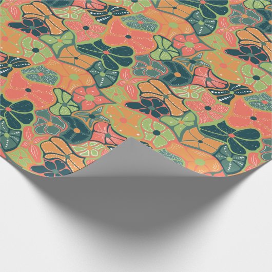 Retro Funky Blume Pattern Geschenkpapier (Ecke)