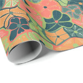 Retro Funky Blume Pattern Geschenkpapier (Rolleneckpunkt)