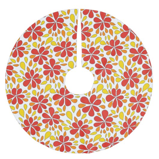 Retro Funky Blume Pattern Red Orange Gelb aus den  Polyester Weihnachtsbaumdecke (Vorderseite)