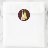 Retro Funky Christmas Trees Round Umschlag Aufkleb Runder Aufkleber (Tasche)