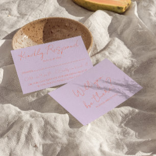 Retro Funky Colorful Pastel Whimsical Wedding RSVP Karte