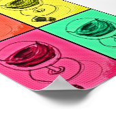 Retro Funky Cooles Weinglas Druck Poster (Ecke)