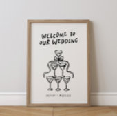 Retro Funky Fun Illustriert Wedding Begrüßungszeic Poster