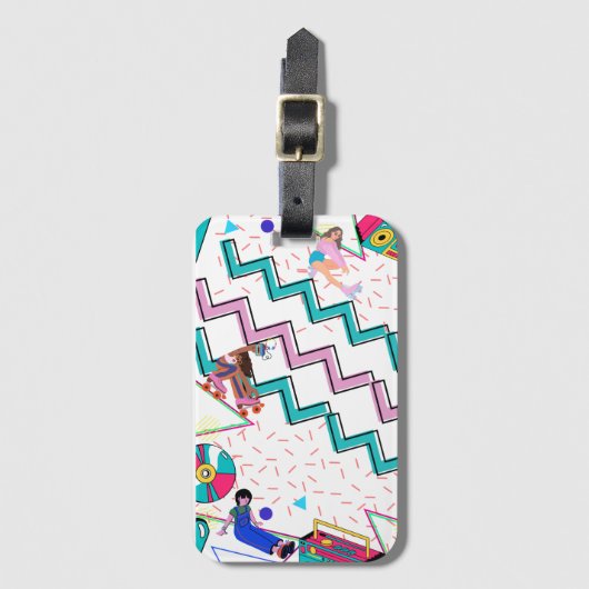 Retro Funky Gepäckanhänger (Vorderseite Vertikal)