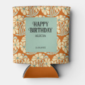 Retro Funky Groovy Boho Botanischer Geburtstag Dosenkühler (Vorderseite)