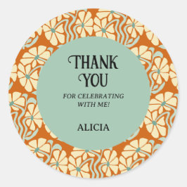 Retro Funky Groovy Boho Botanischer Geburtstag Runder Aufkleber