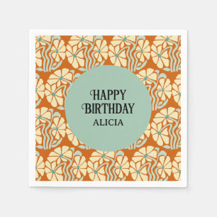 Retro Funky Groovy Boho Botanischer Geburtstag Serviette