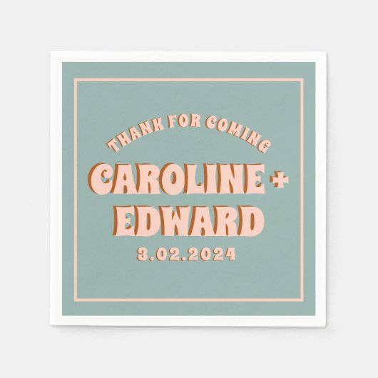 Retro Funky Groovy Colorful Pink Wedding Serviette (Vorderseite)