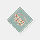 Retro Funky Groovy Colorful Pink Wedding Serviette (Ecke)