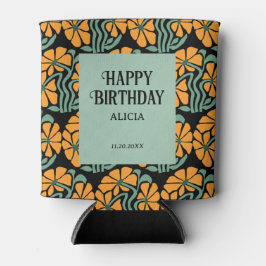 Retro Funky Groovy Daisy Birthday Can Cooler Dosenkühler