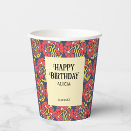 Retro Funky Groovy Trippy Daisy Floral Geburtstag Pappbecher