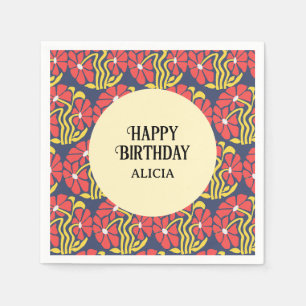 Retro Funky Groovy Trippy Daisy Floral Geburtstag Serviette