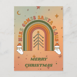 Retro Funky Hier kommt der Weihnachtsmann Weihnach Postkarte