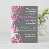 Retro Funky Hot Pink 16 . Geburtstag 16 Einladung (Stehend Vorderseite)