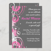 Retro Funky Hot Pink 16 . Geburtstag 16 Einladung (Vorne/Hinten)