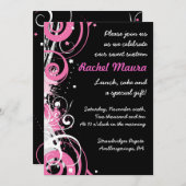 Retro Funky Hot Pink 16 . Geburtstag 16 Einladung (Vorne/Hinten)