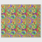 Retro Funky lustige, farbenfrohe Sonnenblumenmaler Geschenkpapier (Flach)