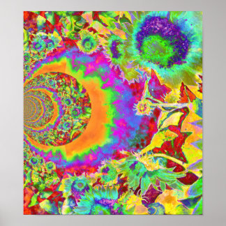Retro Funky lustige, farbenfrohe Sonnenblumenmaler Poster