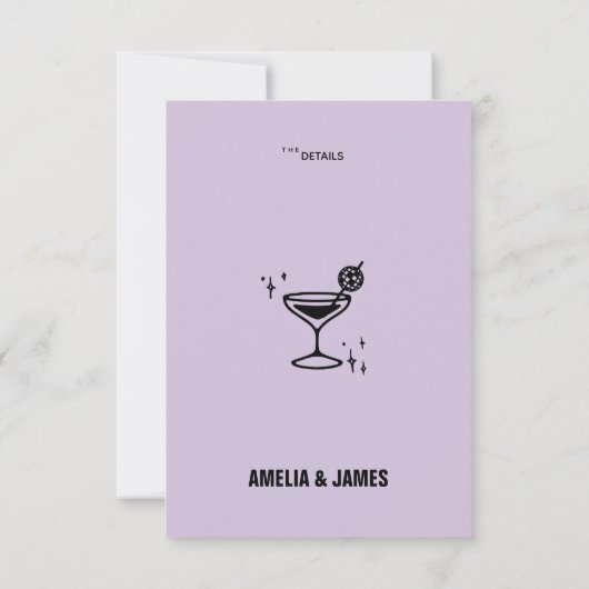 Retro Funky Modern Wedding Enclosure card RSVP Karte (Rückseite)