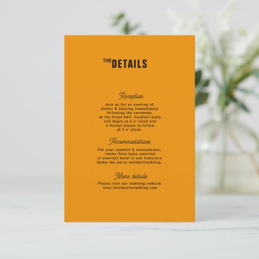Retro Funky Modern Wedding Enclosure Card RSVP Karte (Stehend Vorderseite)