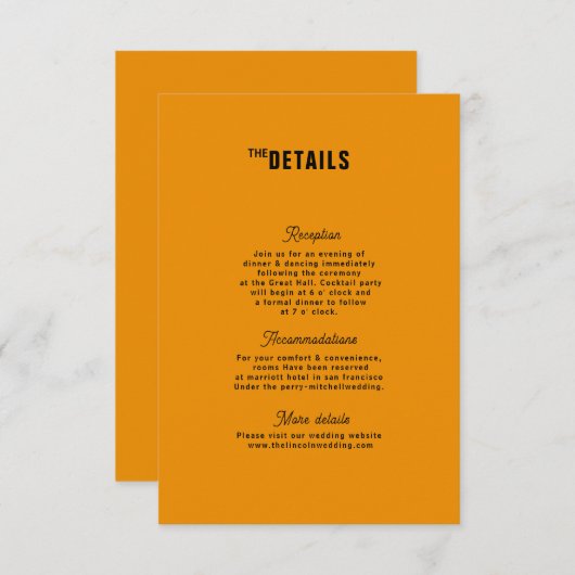 Retro Funky Modern Wedding Enclosure Card RSVP Karte (Vorne/Hinten)