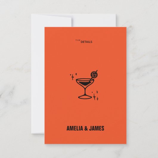 Retro Funky Modern Wedding Enclosure card RSVP Karte (Rückseite)