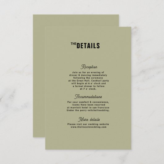 Retro Funky Modern Wedding Enclosure card RSVP Karte (Vorne/Hinten)