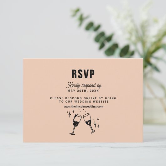 Retro Funky Modern Wedding RSVP Karte (Stehend Vorderseite)